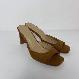 JustFab Azalea Mule Heeled Sandal in Brown Size US 9